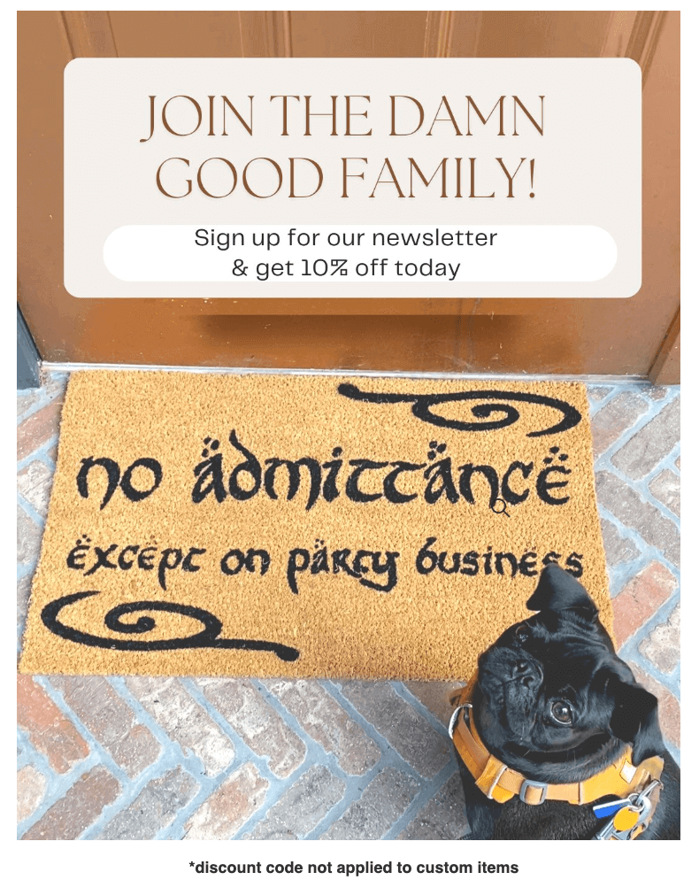 damn good doormats newsletter signup graphic